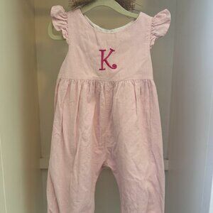 “K” Monogram Pink Corduroy Coveralls, girls size 2t